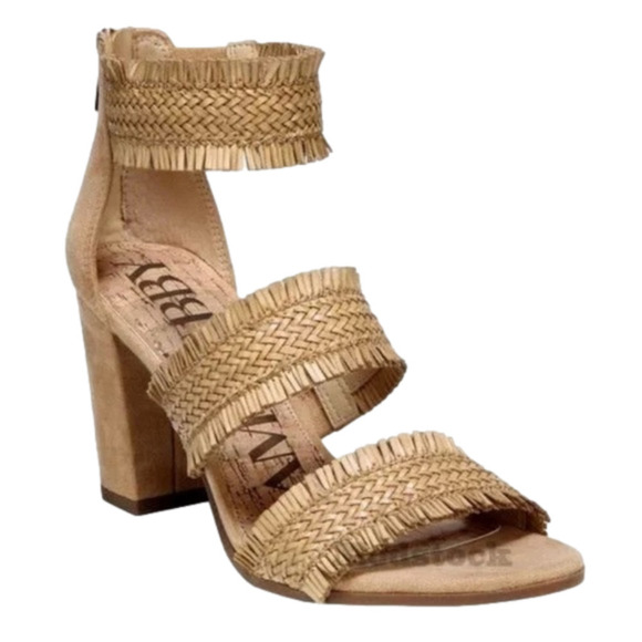 Sam & Libby Esther tan sandal block heel fringe size 9 brown neutral lik… - Picture 1 of 9